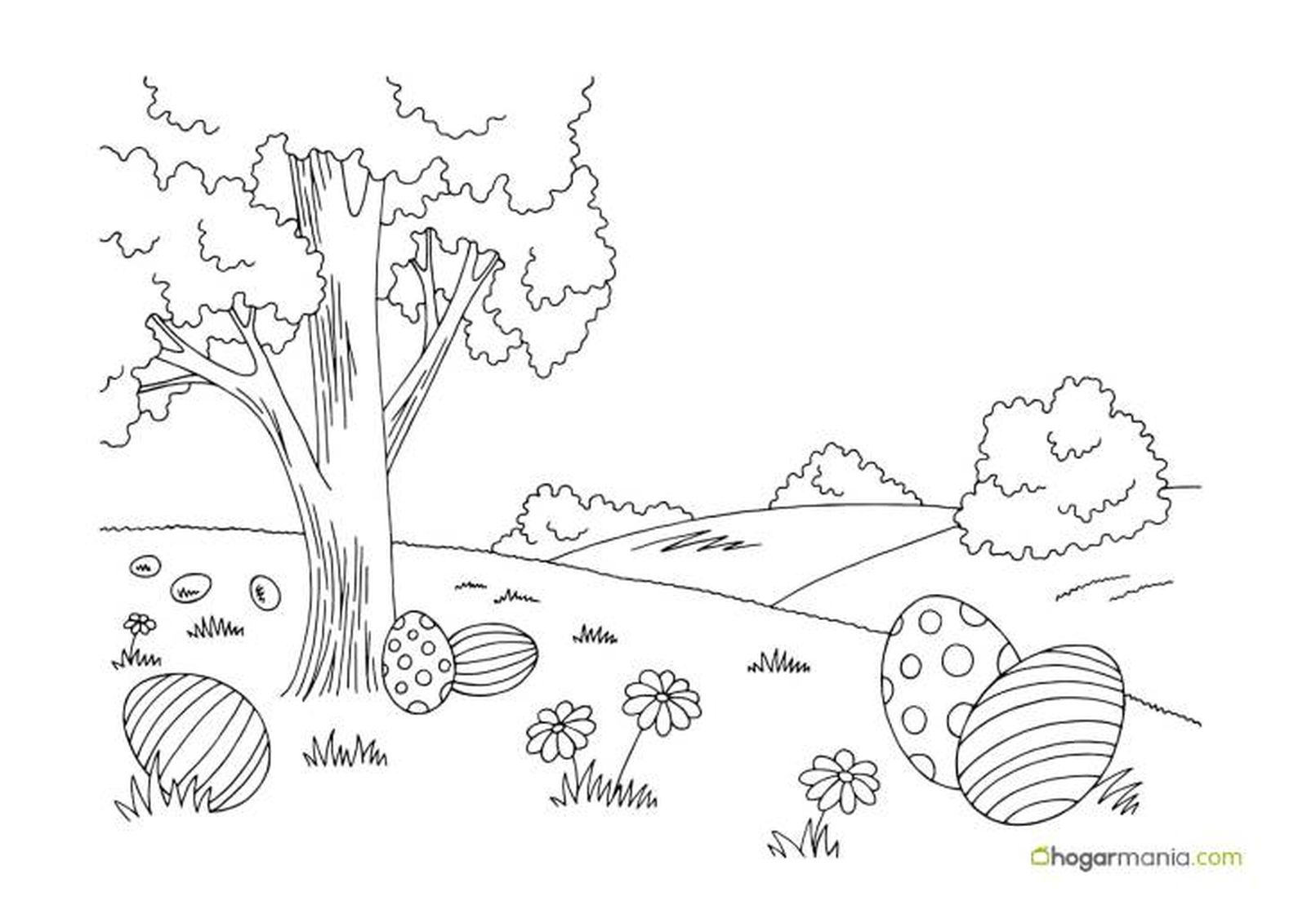dibujos huevos pascua bosque 1