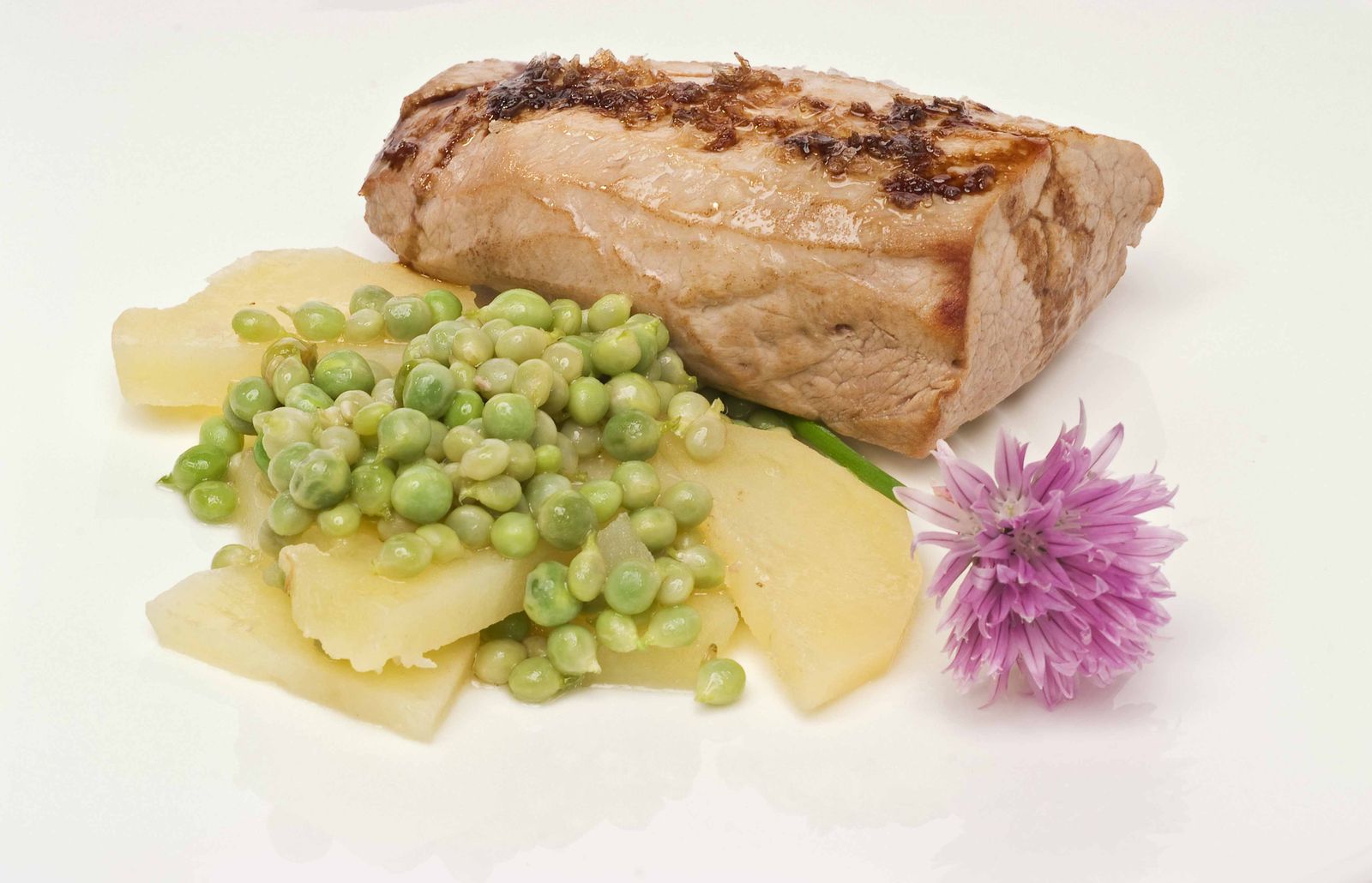 solomillo de cerdo al papillote con guisantes xl