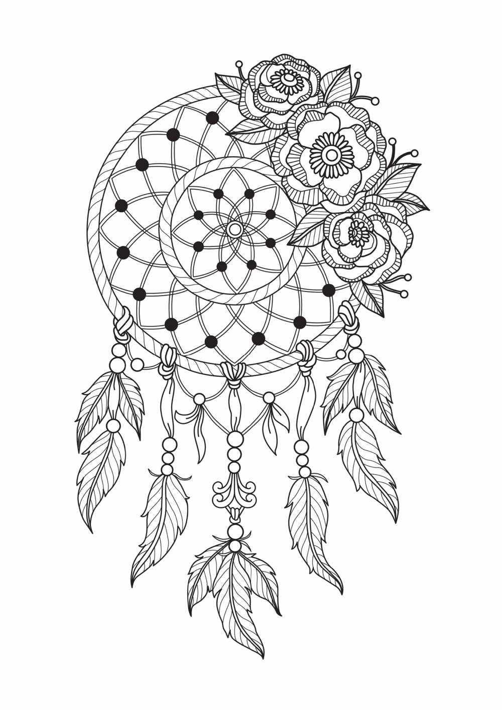 Atrapasueños para colorear modelo 9.