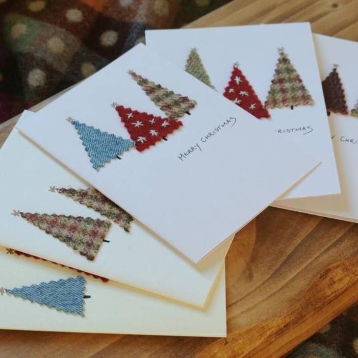 tarjeta navidad hecha a mano tela pinterest