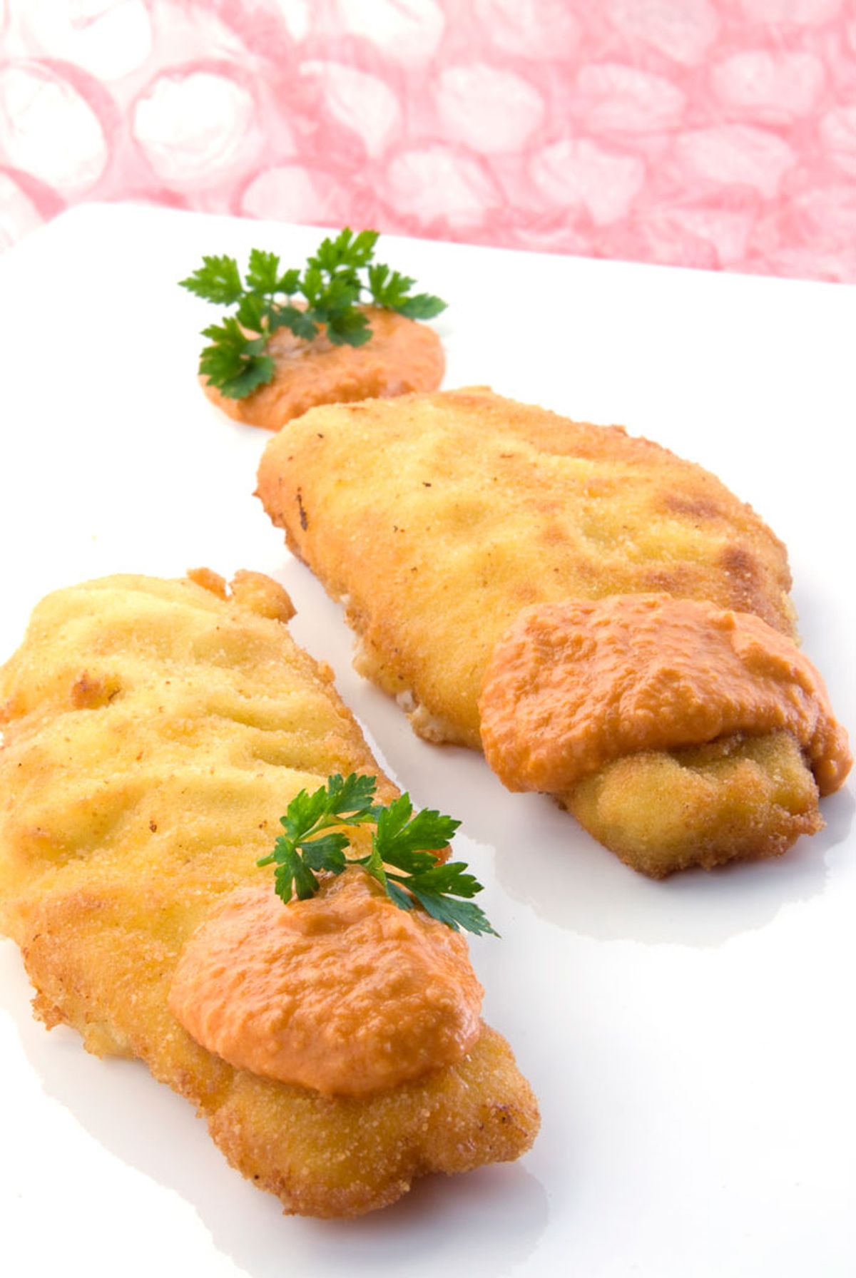 Filetes de faneca villeroi con romesco