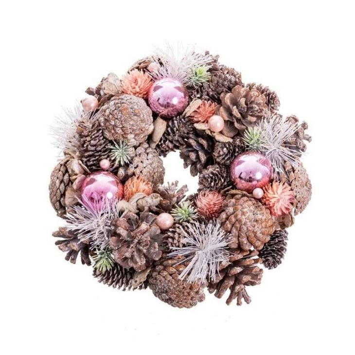 corona navidad rosa