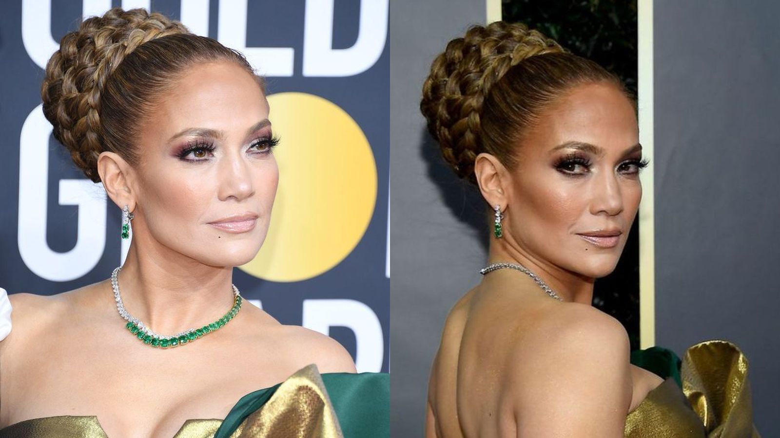 Jenifer López en un evento con moño alto con trenza / Fotos: Pinterest