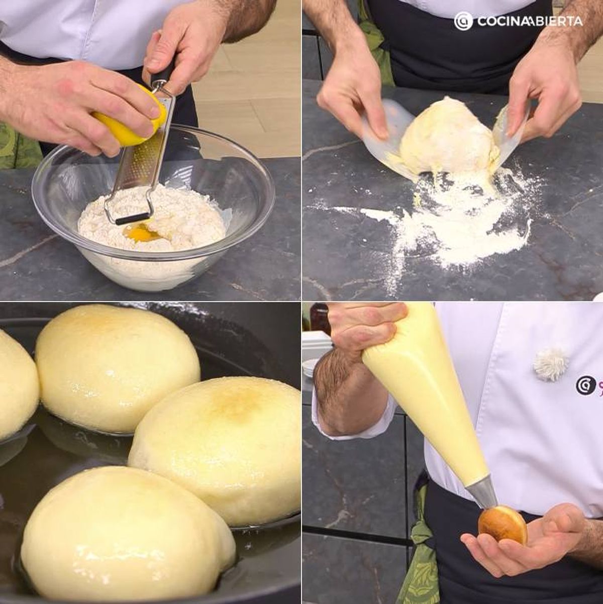 mini bombas crema pasos