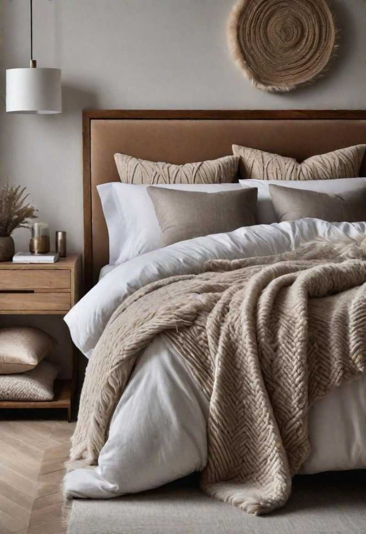 Dormitorio decorado en color Mocha Mousse.