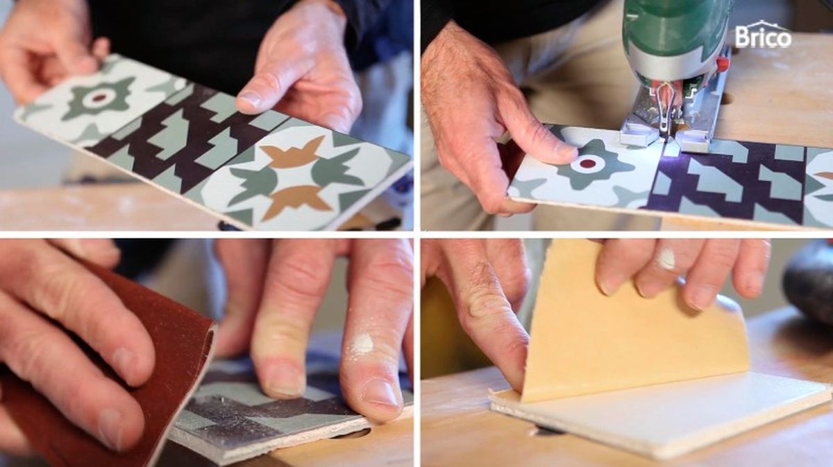 Primeros pasos para hacer posavasos reciclando losetas