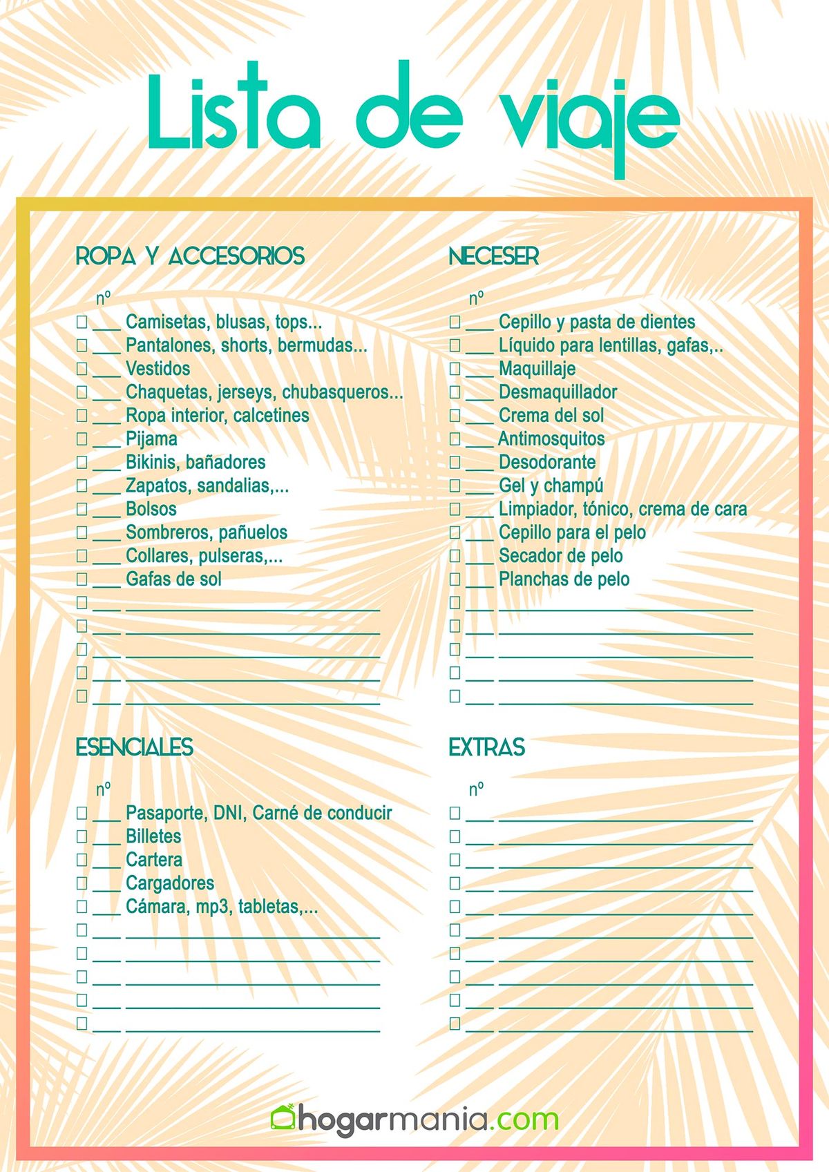 Lista de viaje / Imagen: Hogarmania