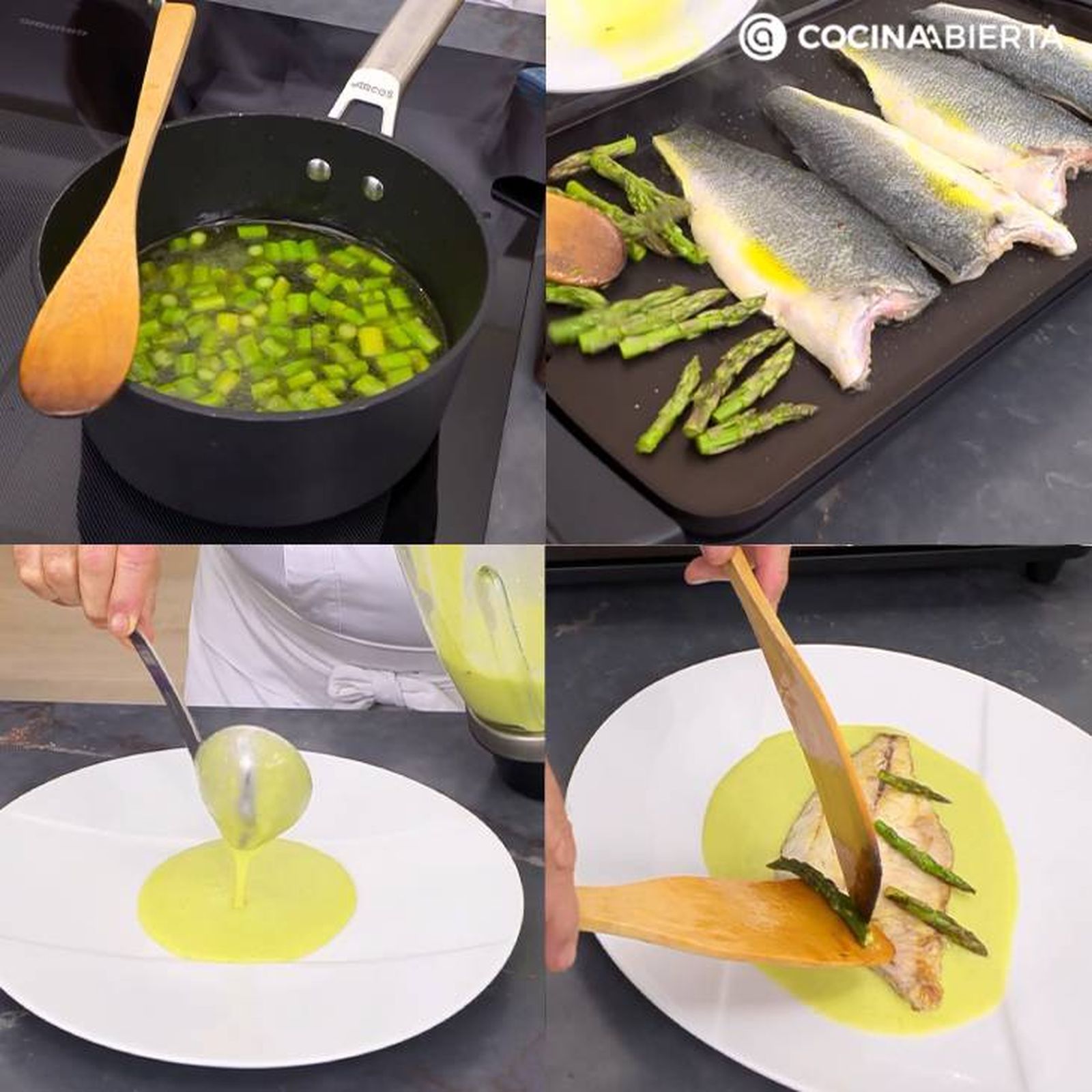 lubina a la plancha con esparragos receta pasos