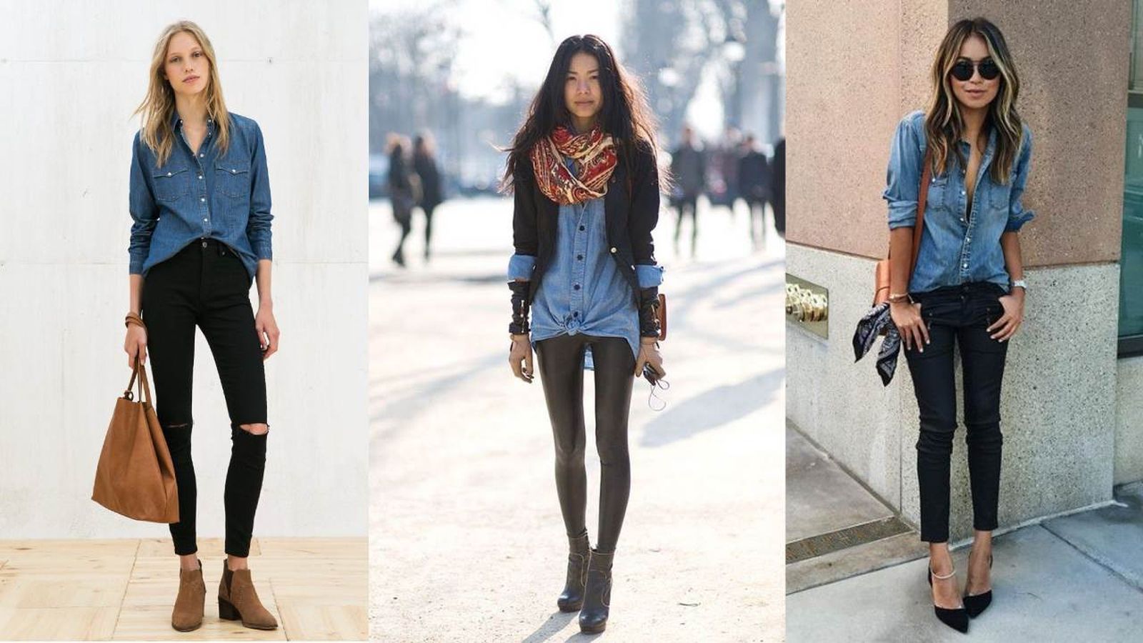 La camisa vaquera se ha convertido en un imprescindible para cualquier mujer / Fotos: Pinterest