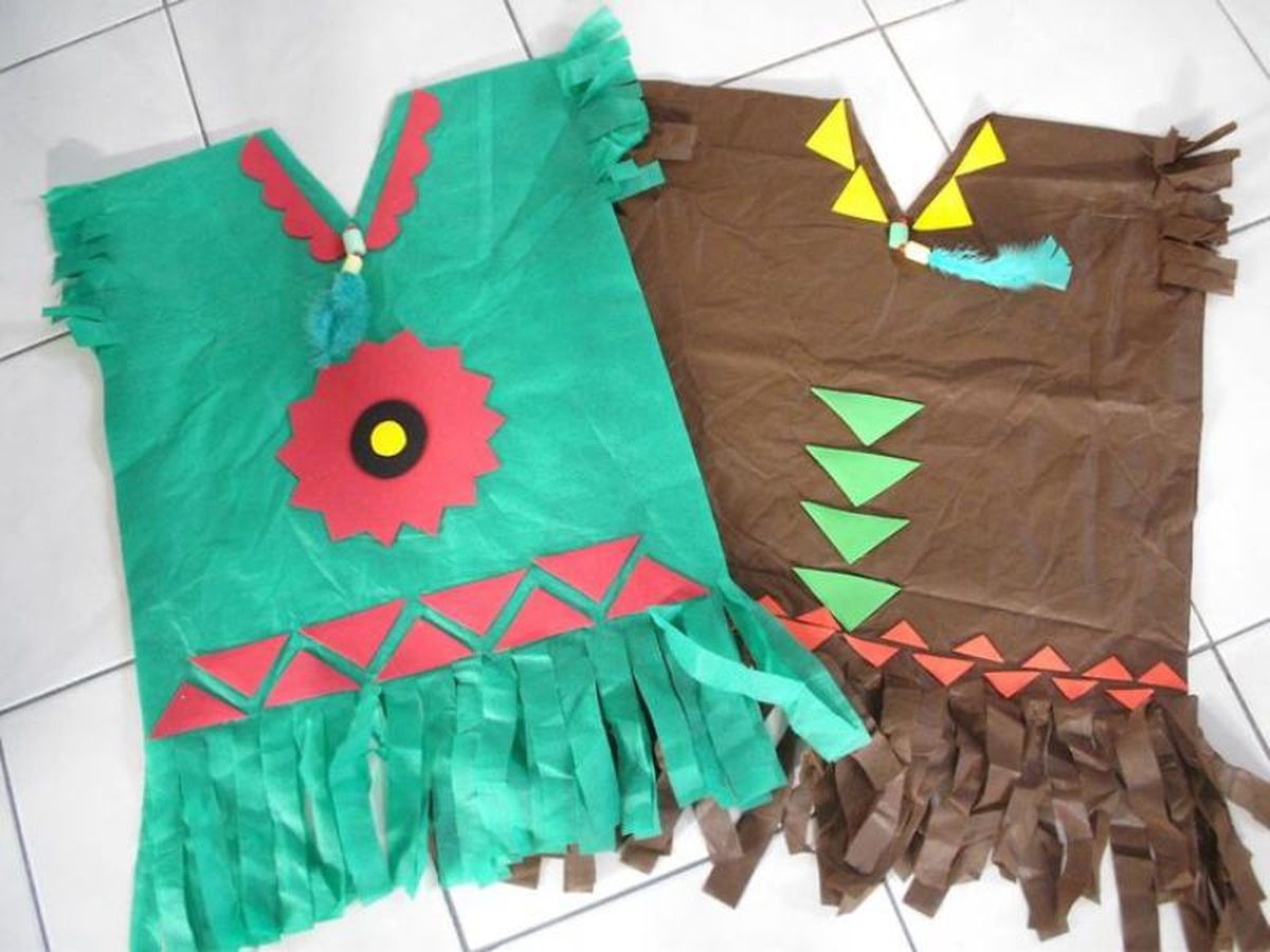 Disfraces de indio utilizando bolsas de basura