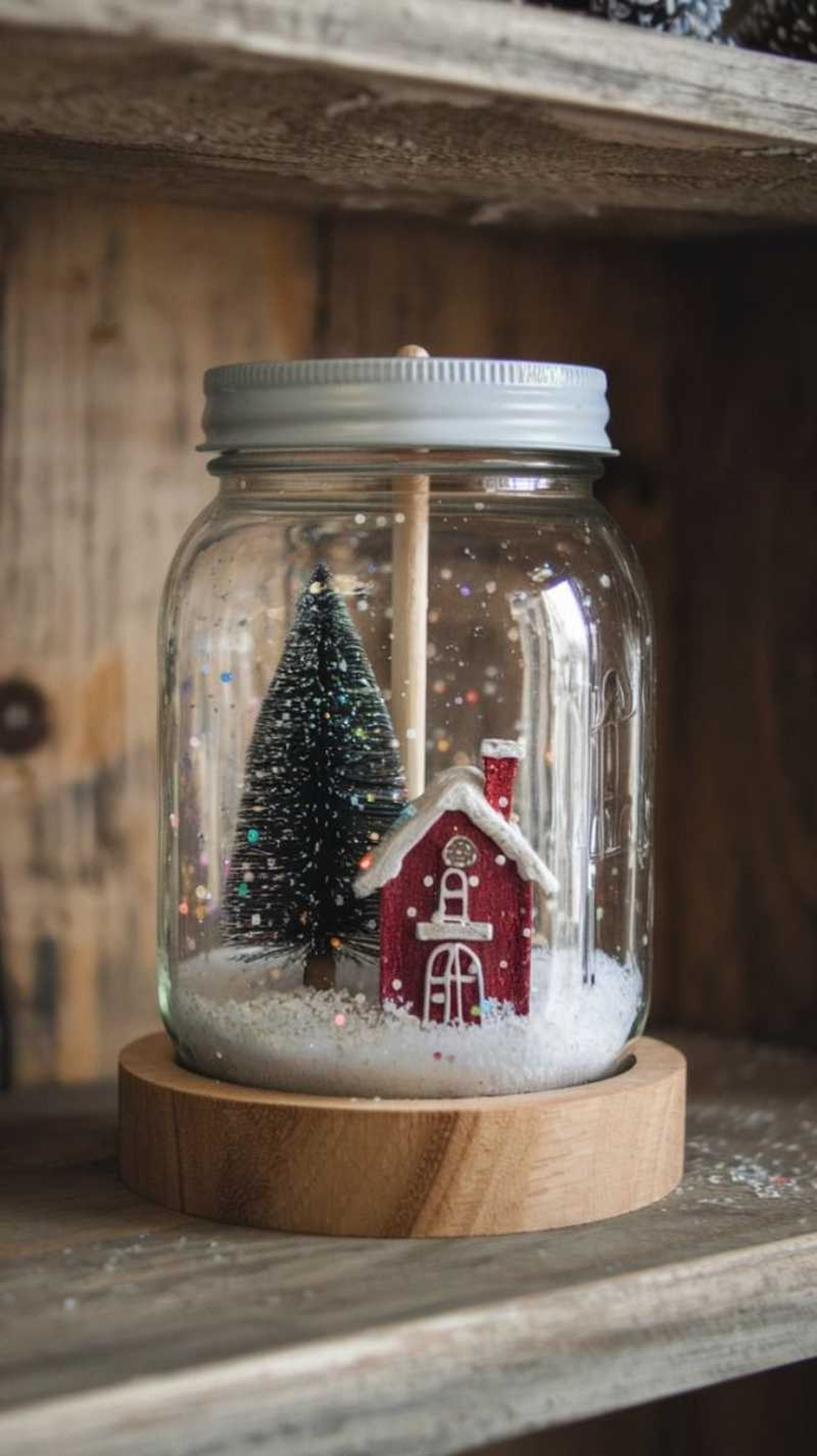 Frasco de Navidad con escenario navideño.