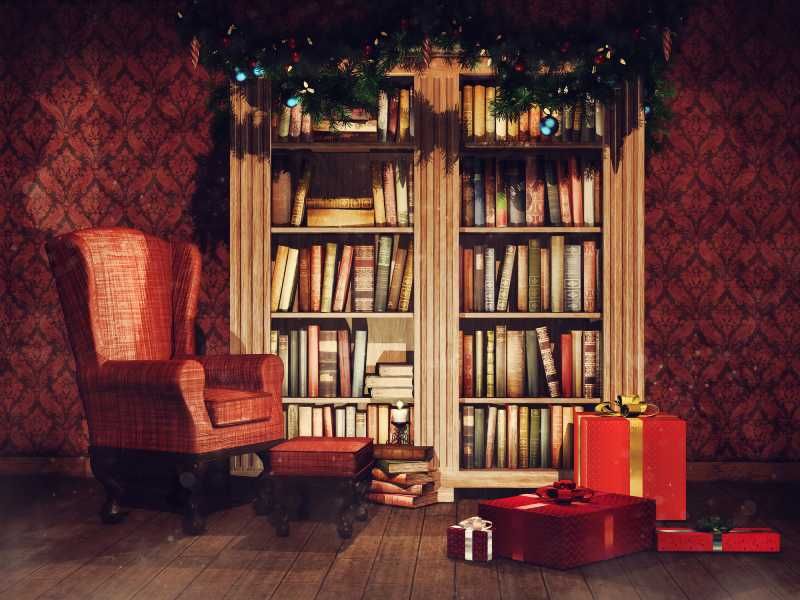 Estancia con estantería de libros de pared