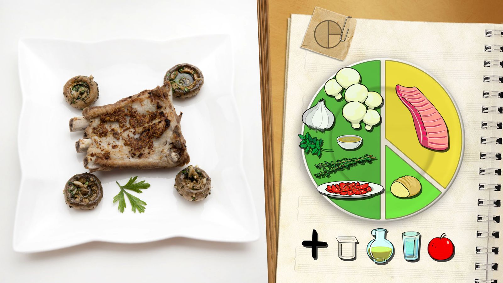 6016  Costilla de cerdo con champiñones (1379) nutricion xl
