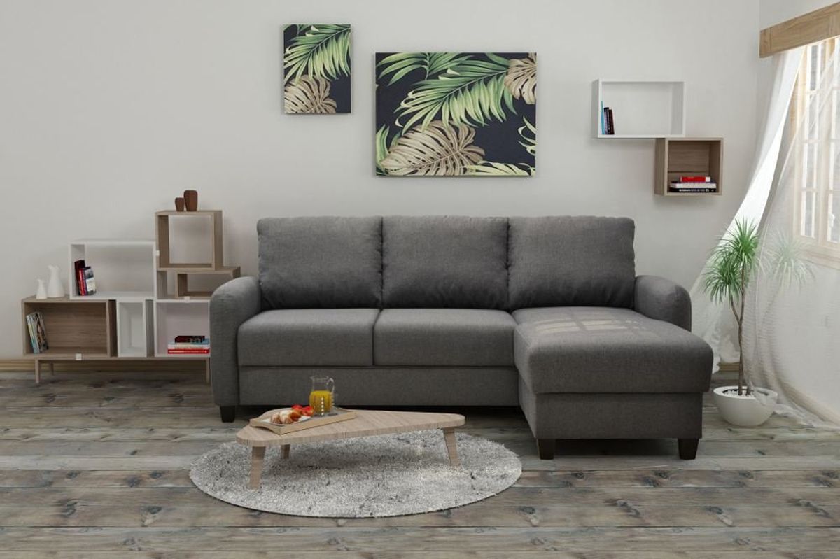Decoracion elegir sofa Conforama Chaise longue reversible tela gris SOON 3