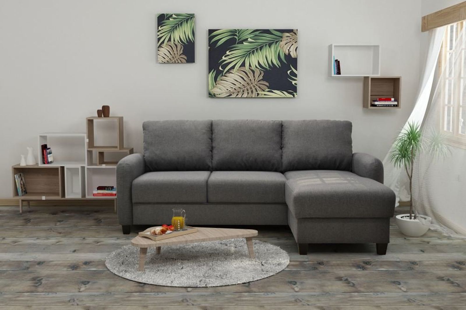 Decoracion elegir sofa Conforama Chaise longue reversible tela gris SOON 3