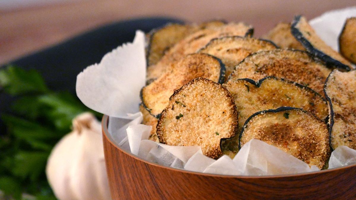 Receta de berenjena crujiente ¡al horno! (chips de berenjena)  paso 5