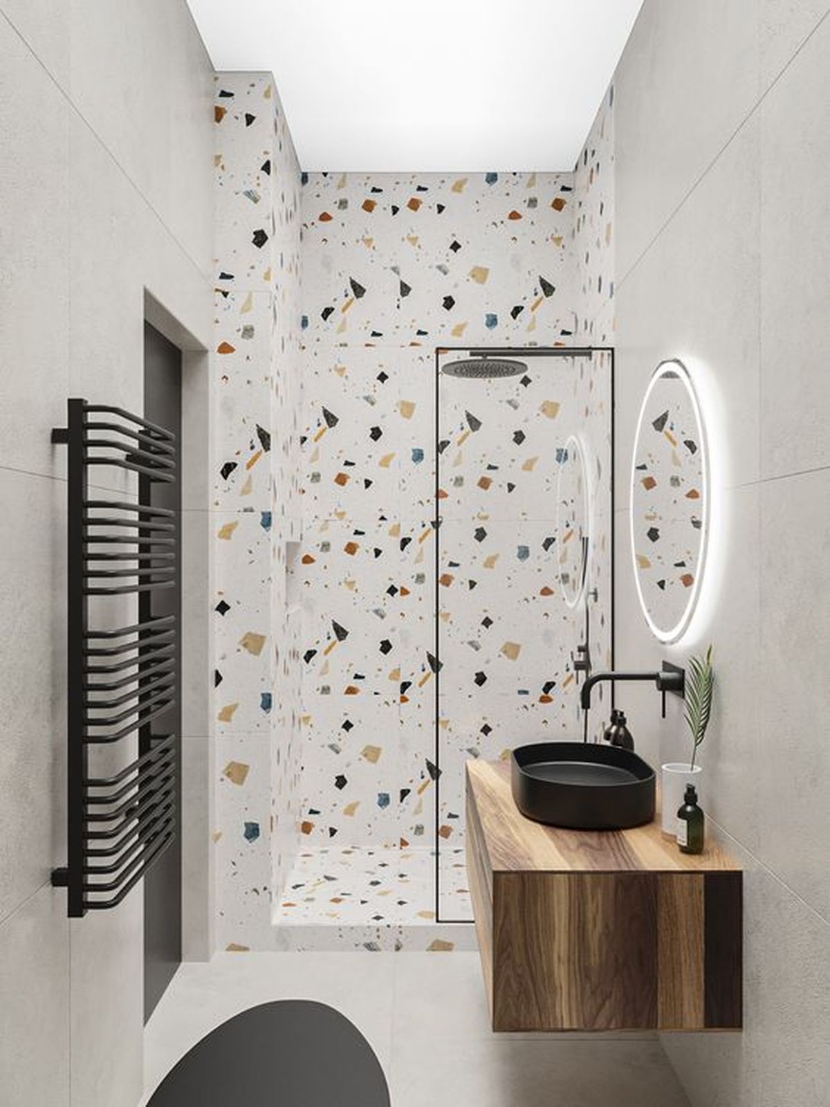 baño pequeño terrazzo