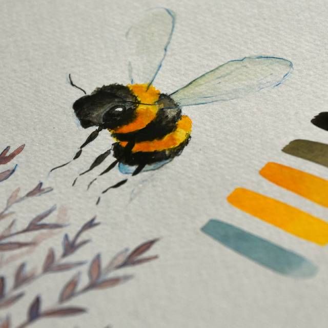 abeja acuarela