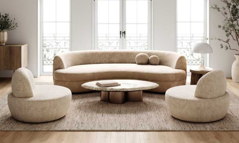 Salón con sofás tipo bold.