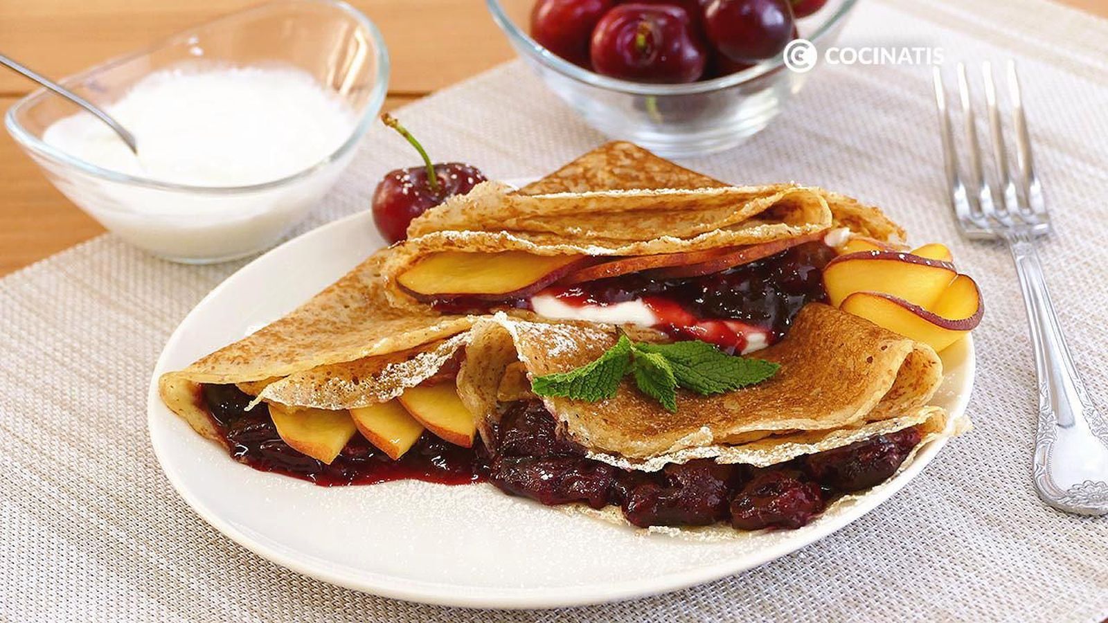 Receta de crepes integrales con mermelada de cereza