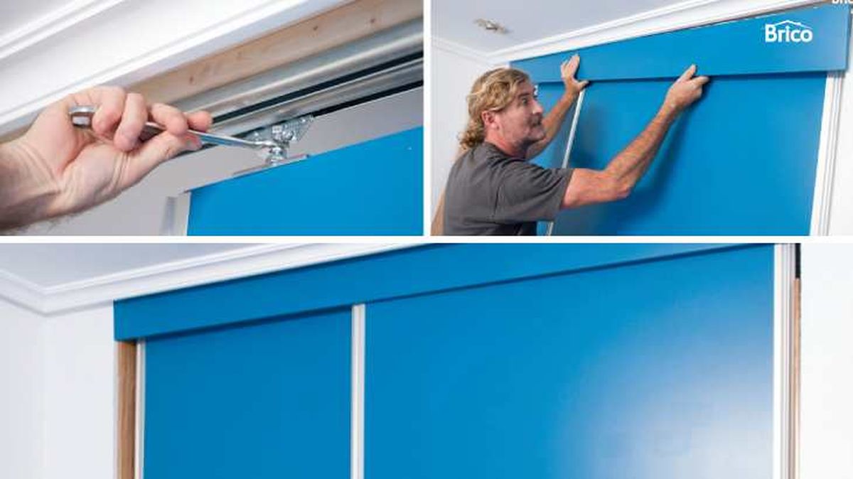 Cuelga las puertas correderas en el armario y oculta los carriles