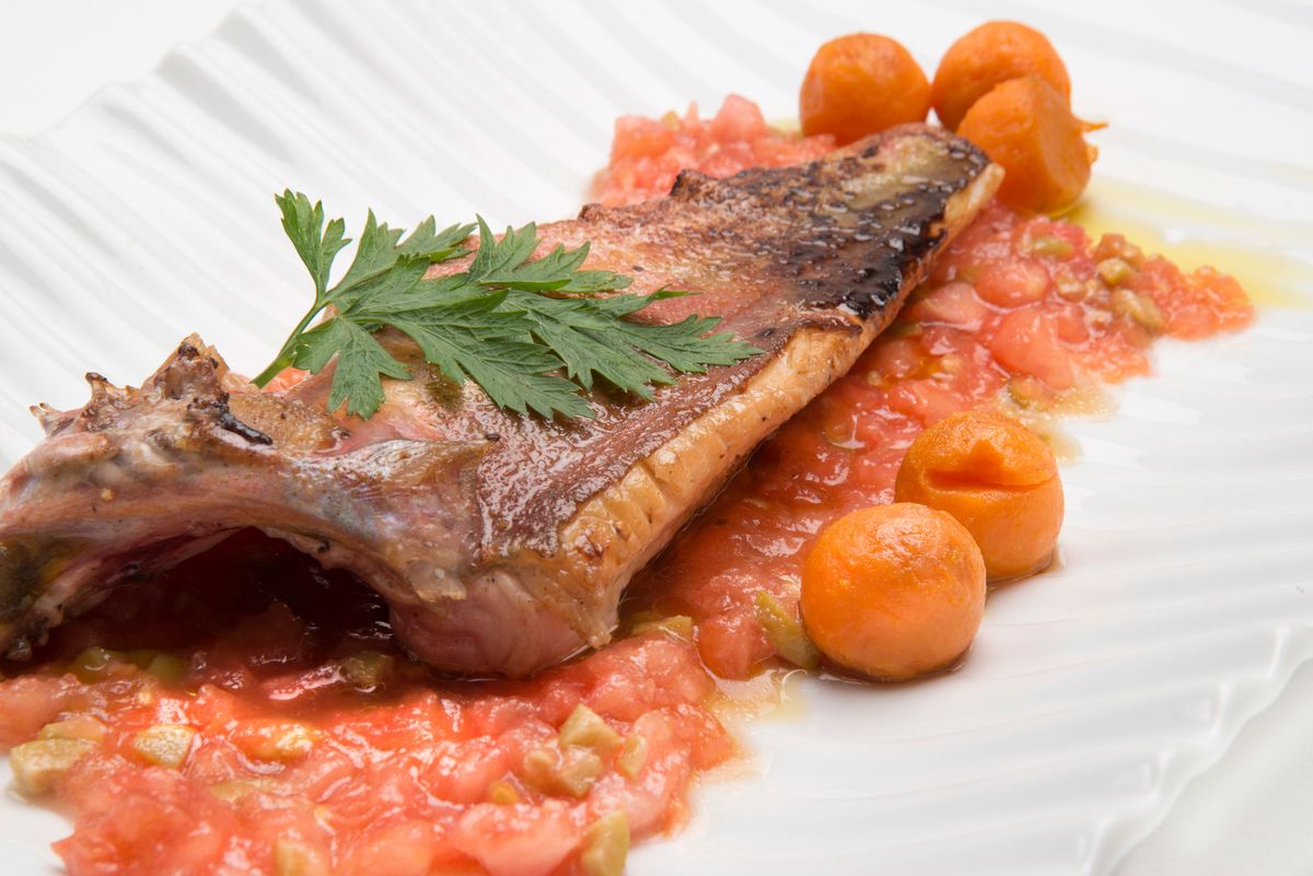 5636 1 Perlon a la plancha sobre tartar de tomate (1021) xl