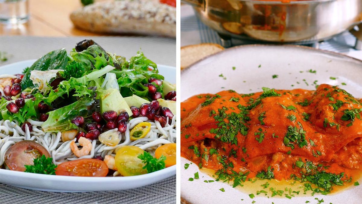 Menú fácil de Navidad con carne  ensalada templada y pimientos rellenos