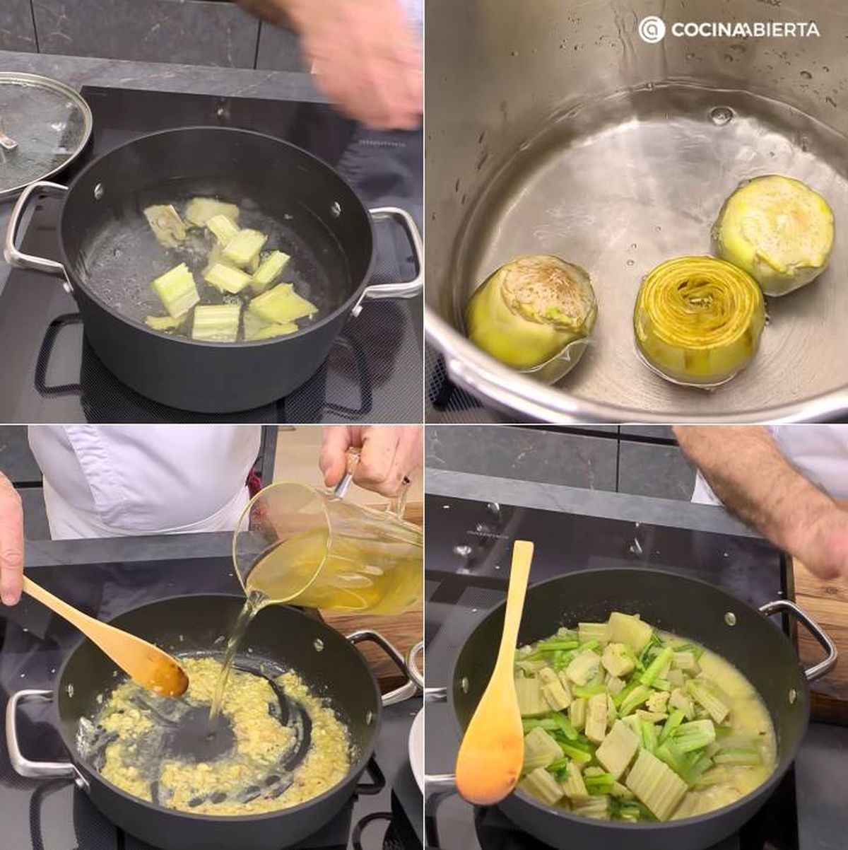 menestra cardo alcachofas borraja pasos