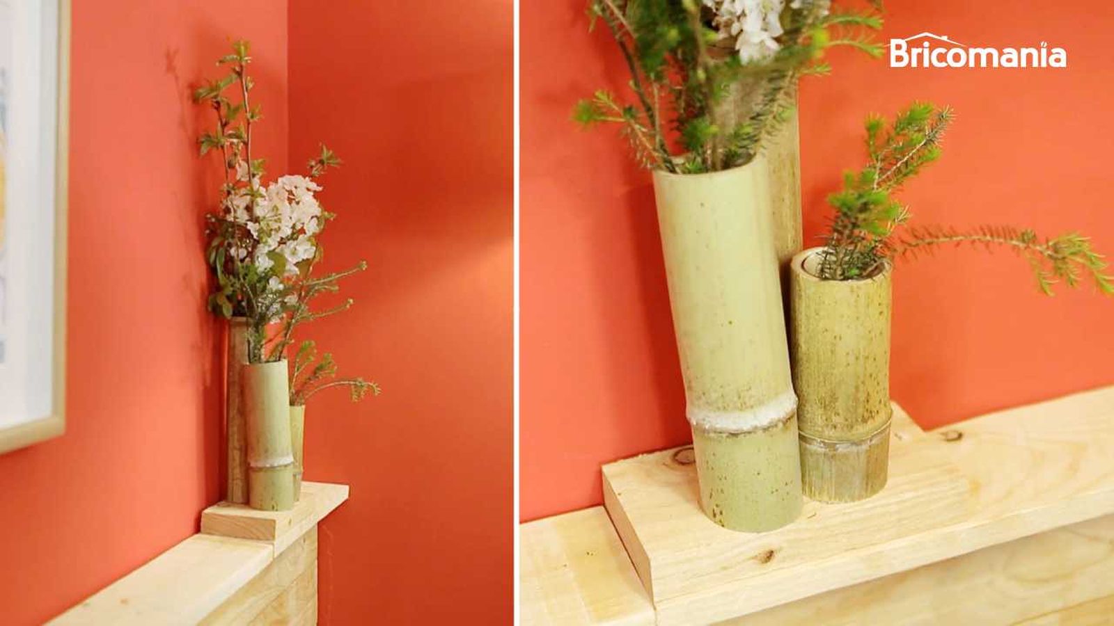 Un jarrón de bambú casero