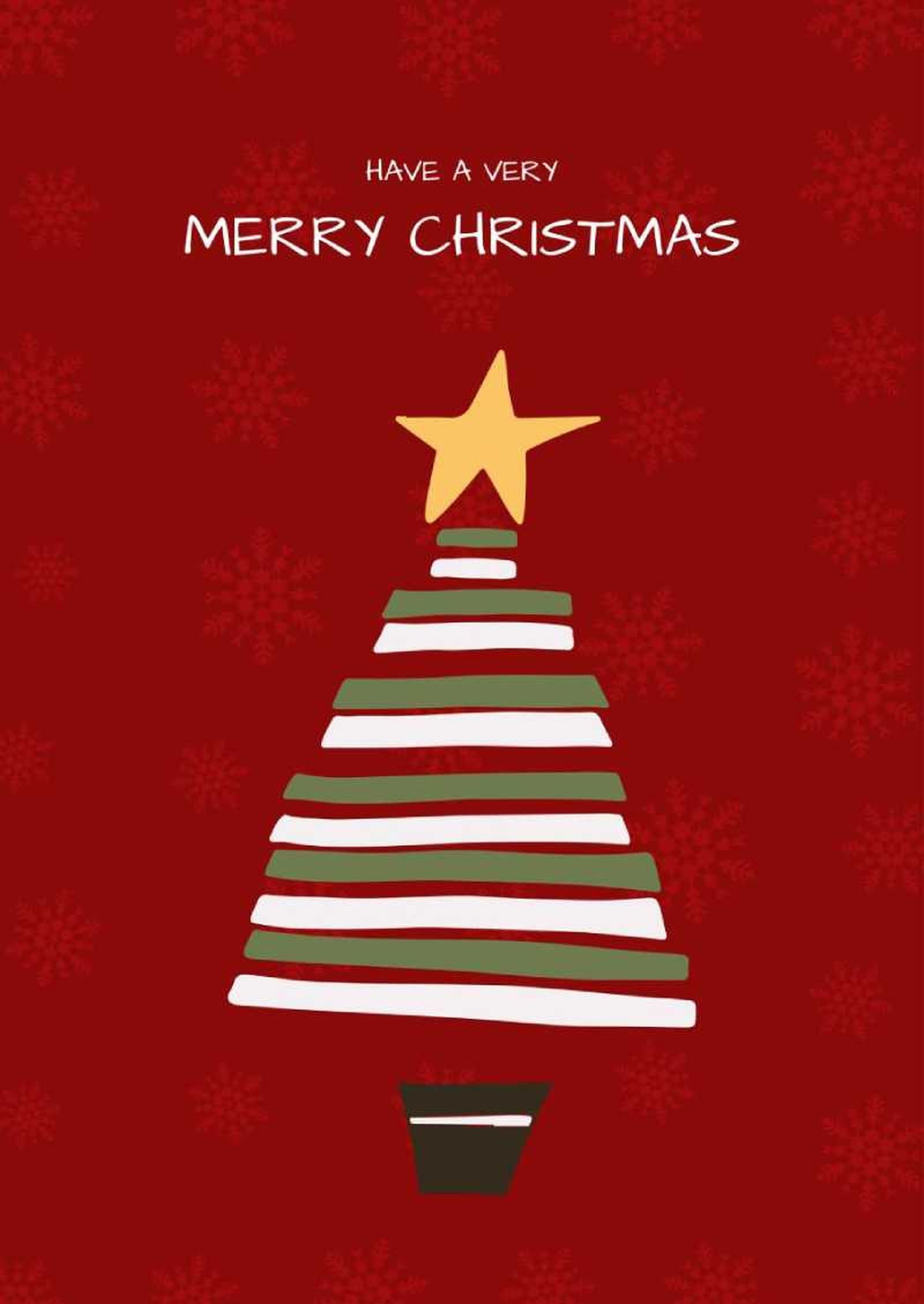 Felicitación de Navidad con ilustración de árbol.
