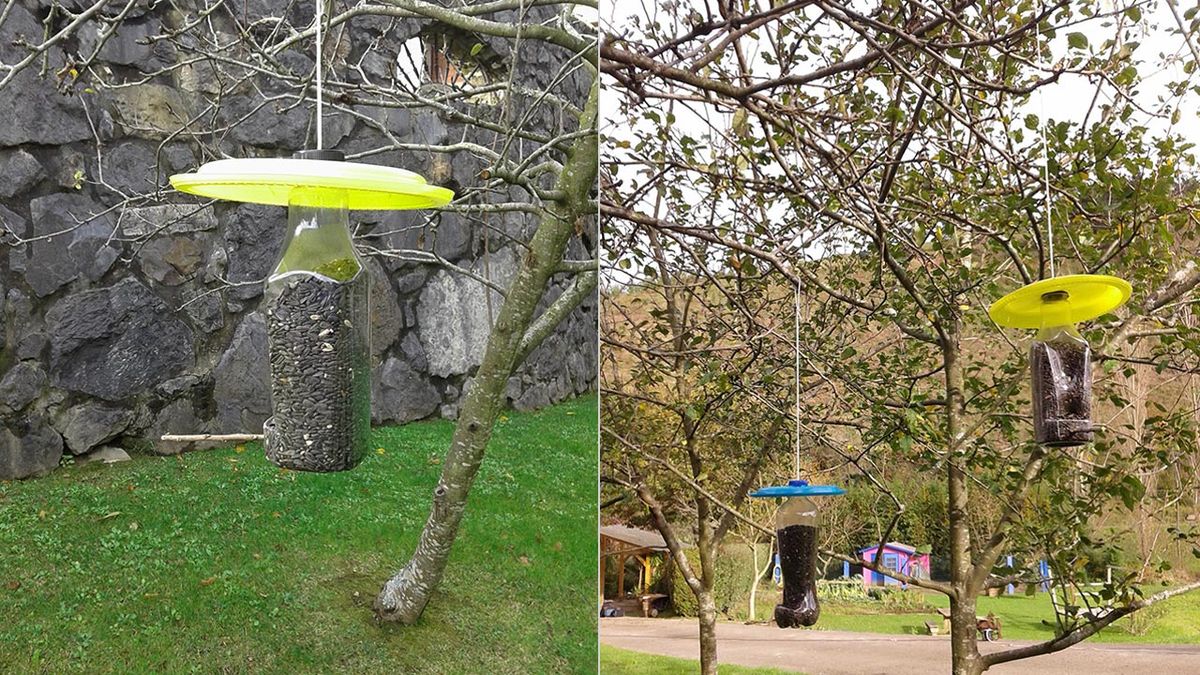 comederos de pajaros con botellas de plastico brico 816