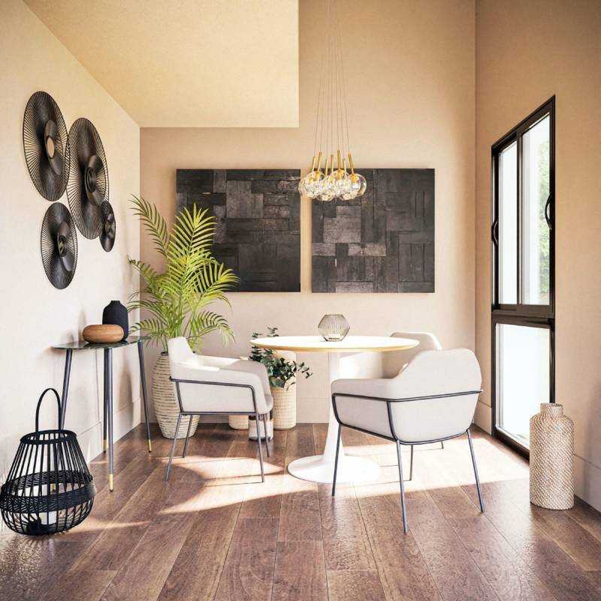 Comedor con complementos de estilo bold.