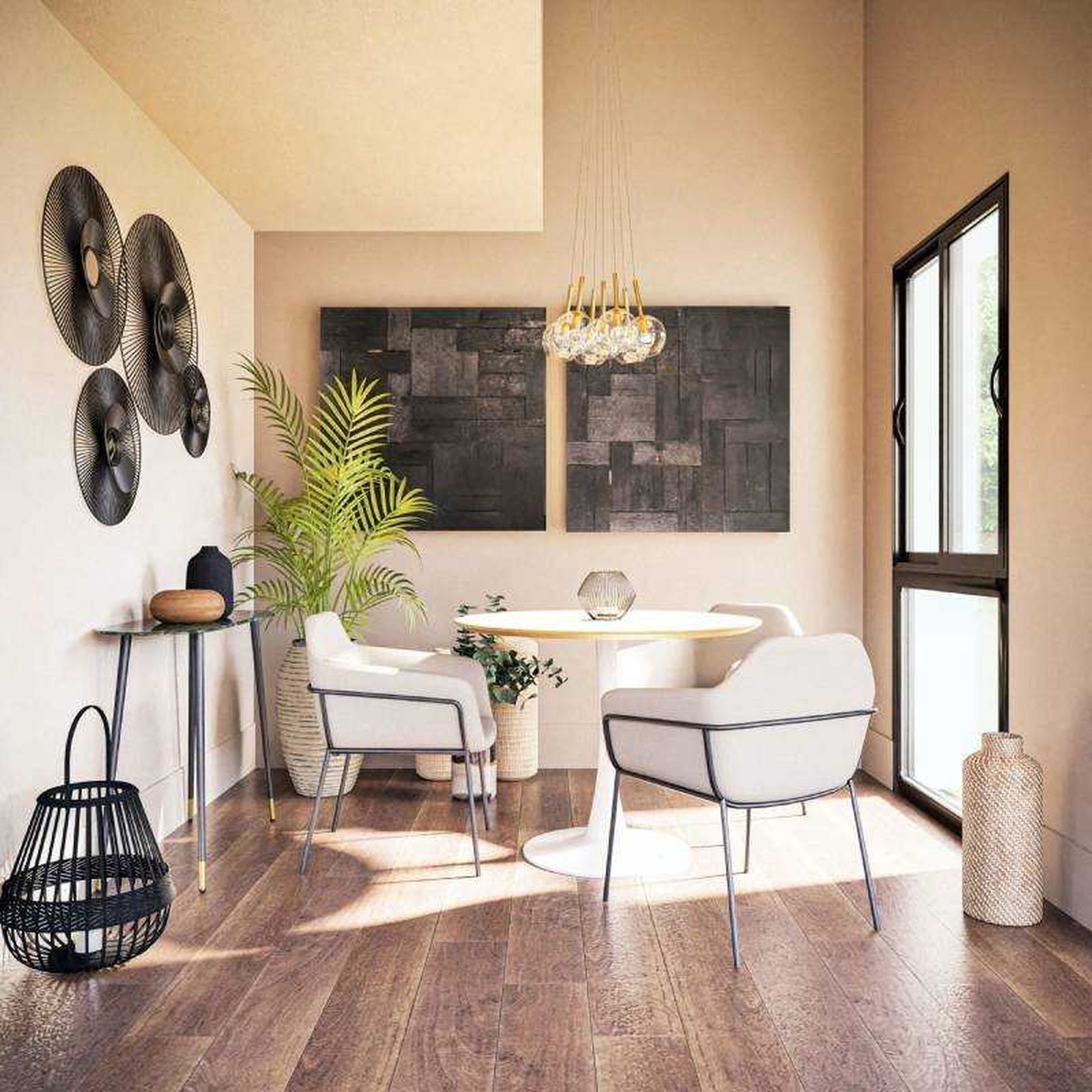 Comedor con complementos de estilo bold.
