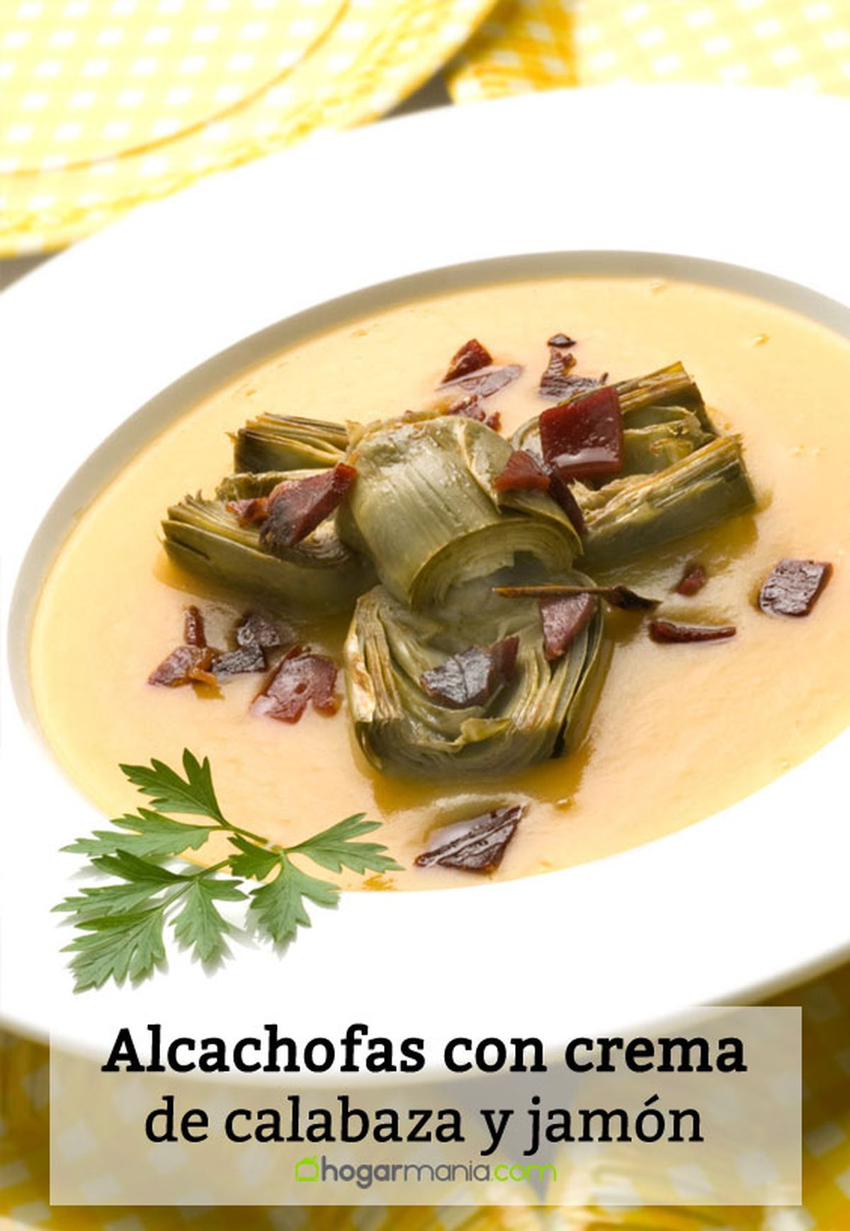 alachofas crema calabaza jamon pin