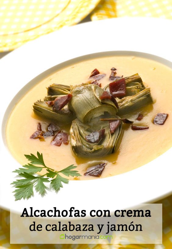 alachofas crema calabaza jamon pin