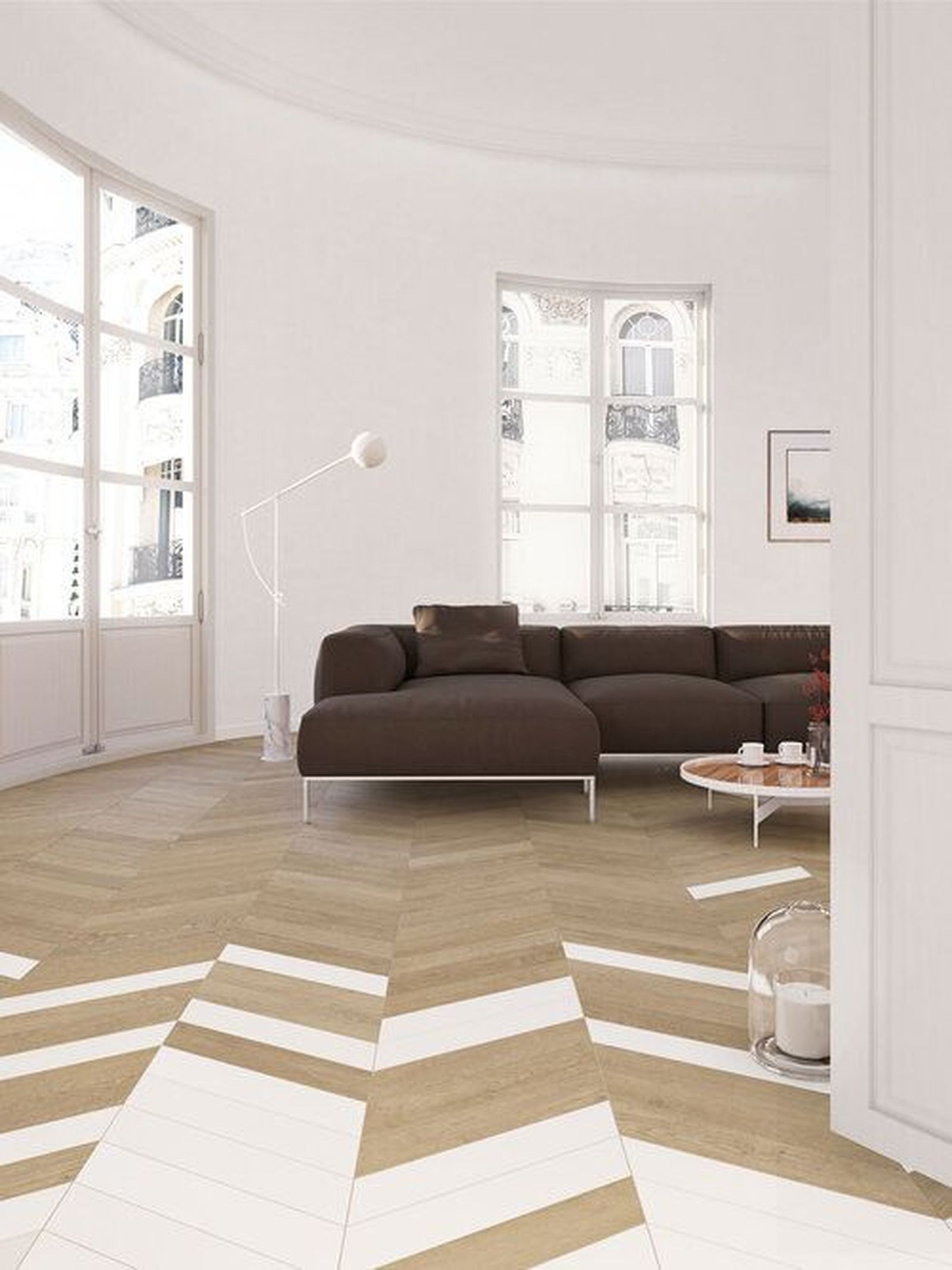 combinar dos suelos diferentes suelo espiga madera blanco salon