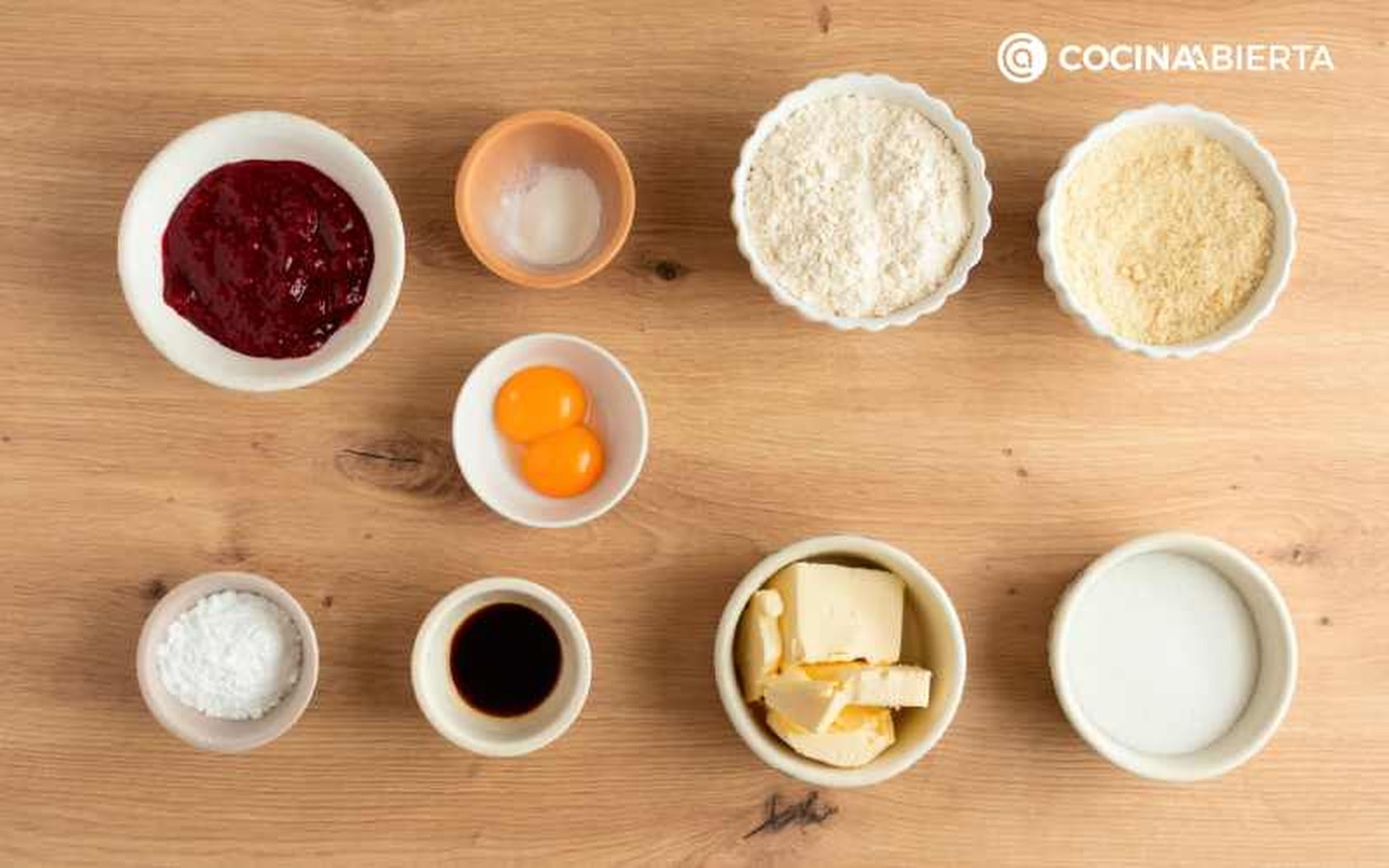 Ingredientes para galletas de San Valentín