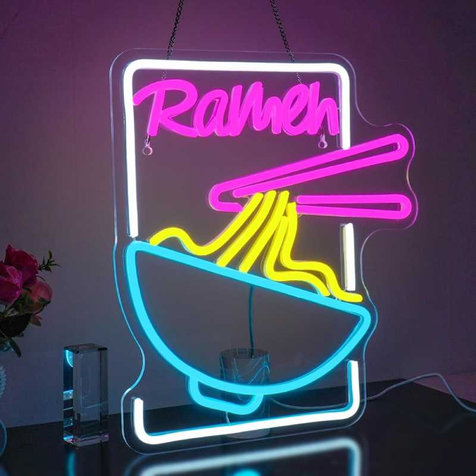 Luz de neón de cuenco de ramen.