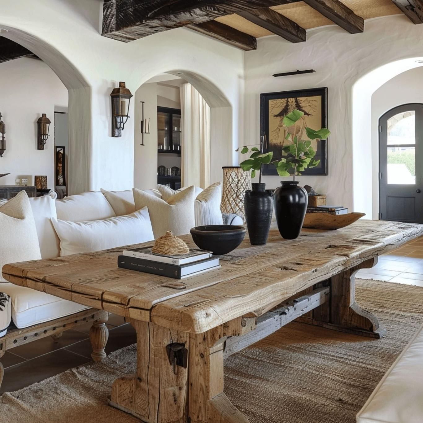 Comedor con mesa de madera.
