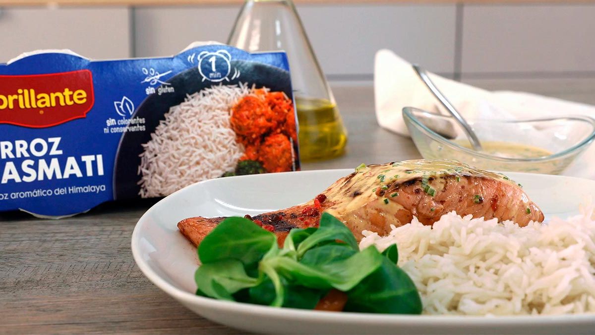 Receta de salmón a la plancha con arroz basmati  paso 6