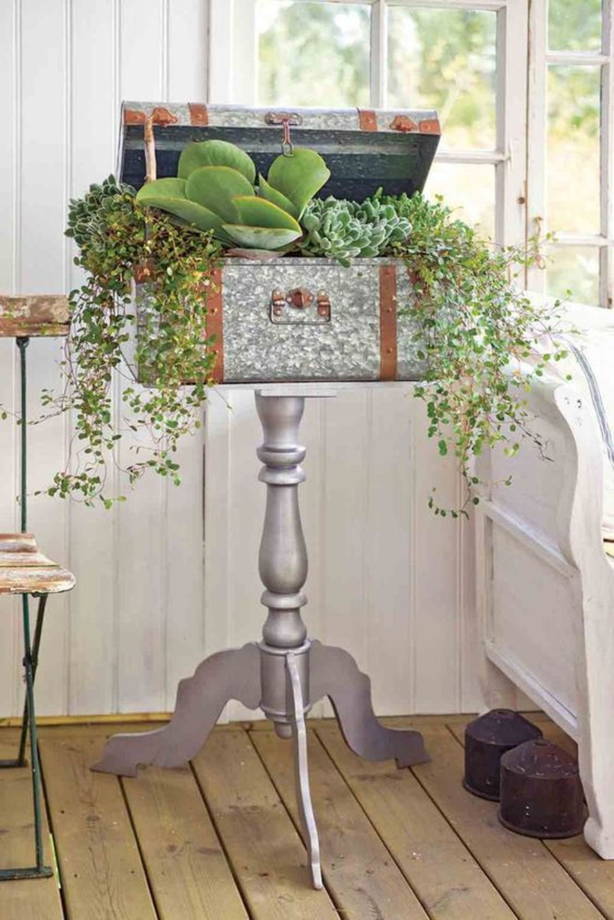 maleta antigua restaurada plantas 1