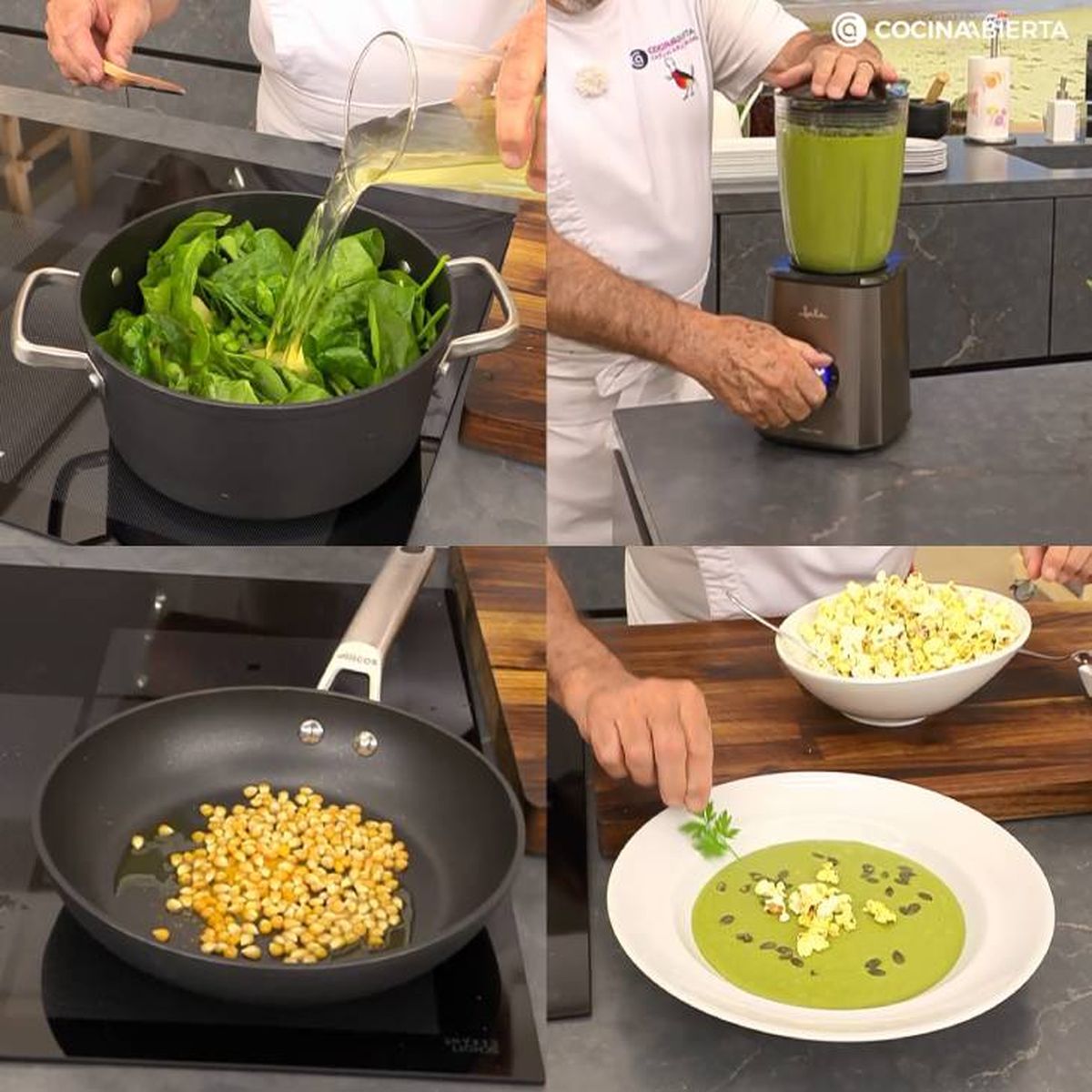 Paso a paso para hacer crema de guisantes y espinacas