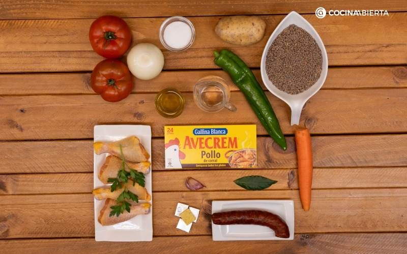 Lentejas con pollo y chorizo - ingredientes