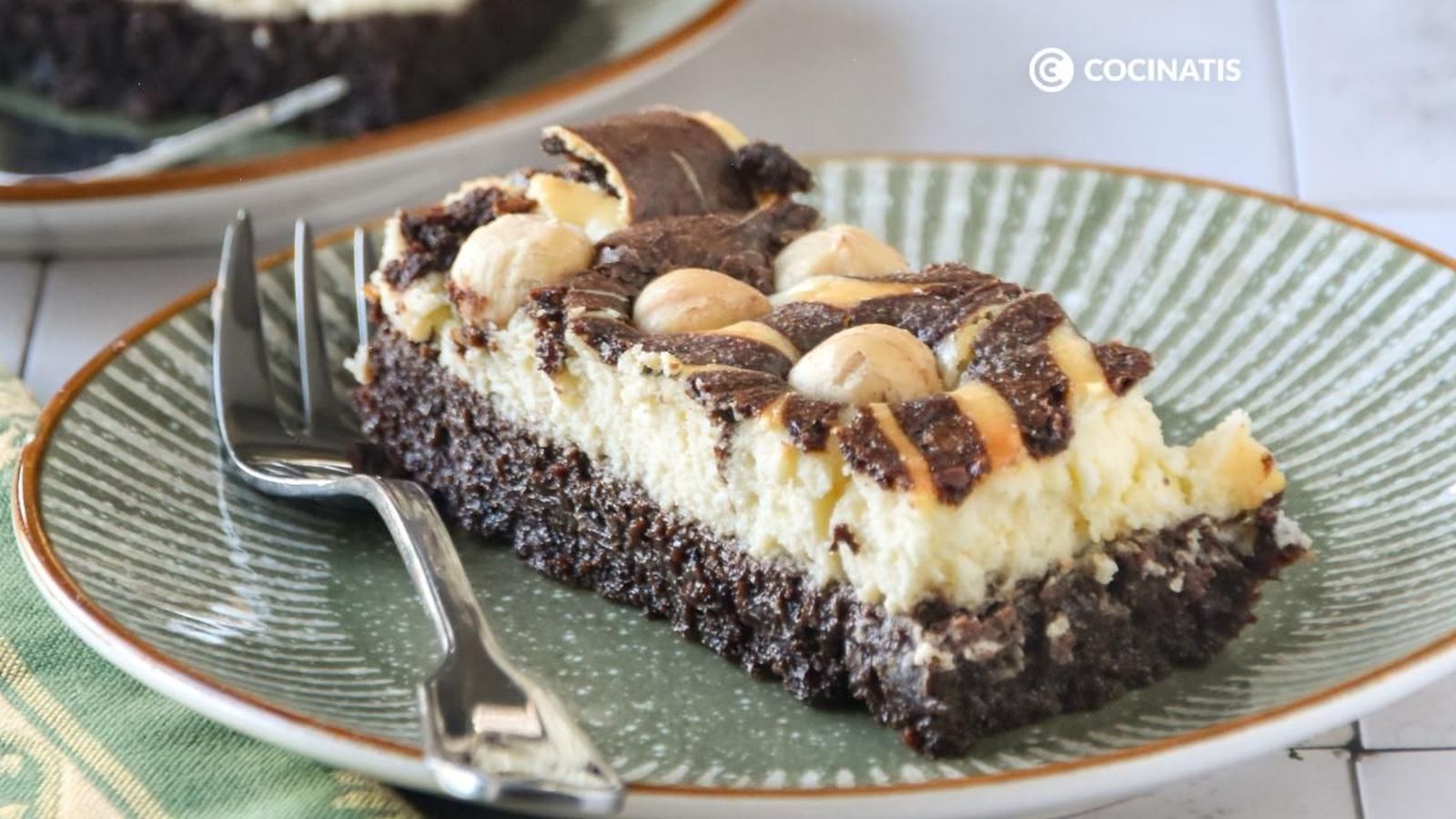 Brownie con tarta de queso