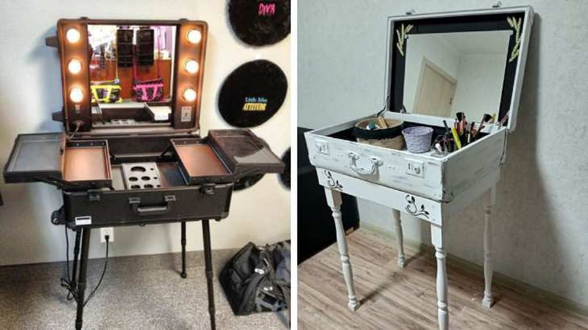reutilizar maleta vieja tocador maquillaje