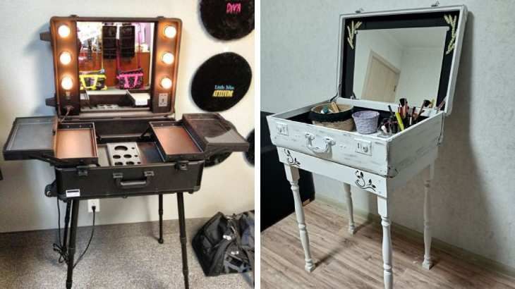 reutilizar maleta vieja tocador maquillaje