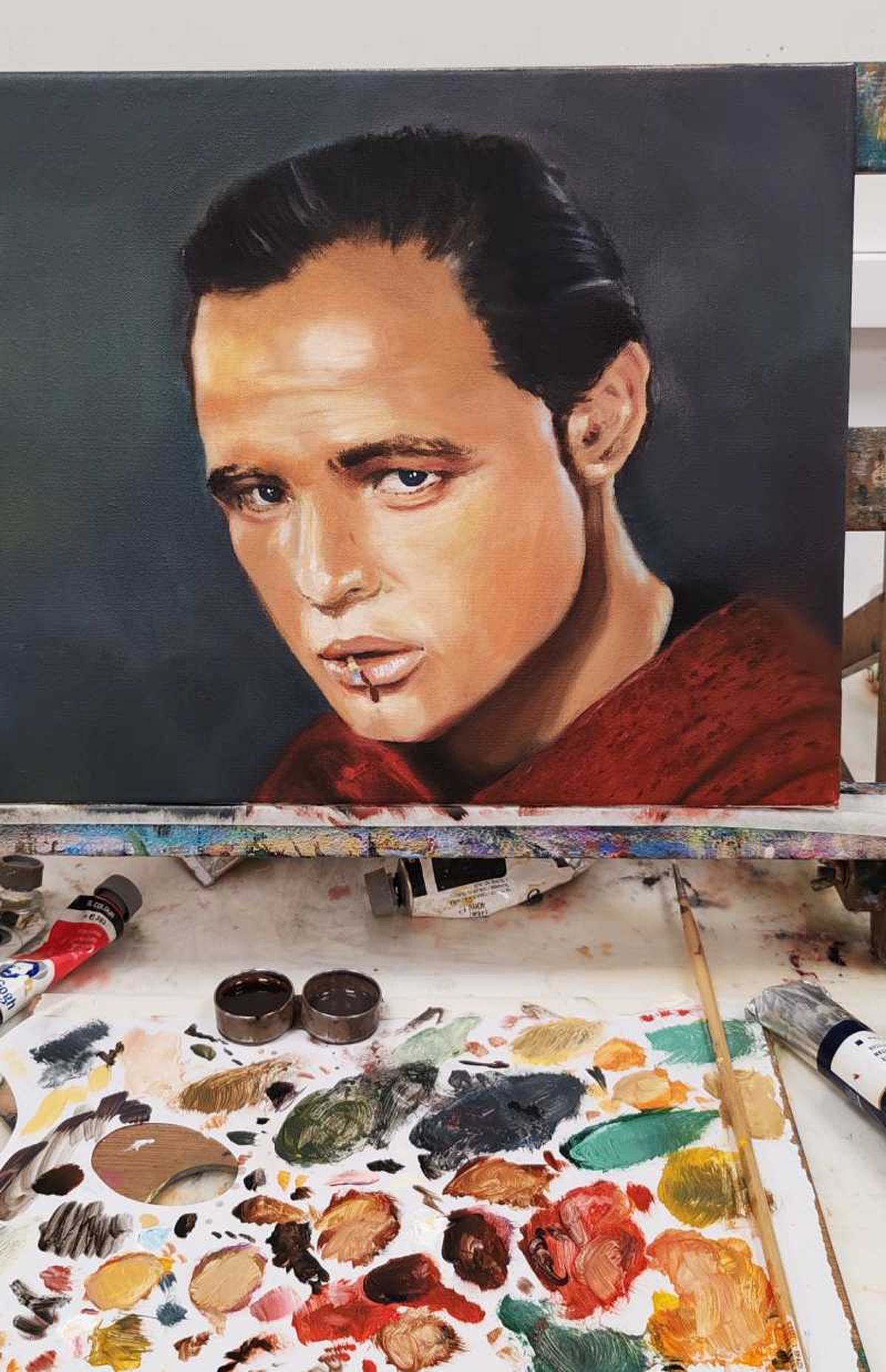 Retrato a óleo de Marlon Brando. / Obra: Verónica Otxandio