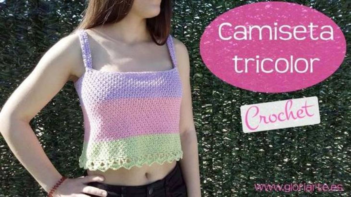 top tricolor crochet gloriarte