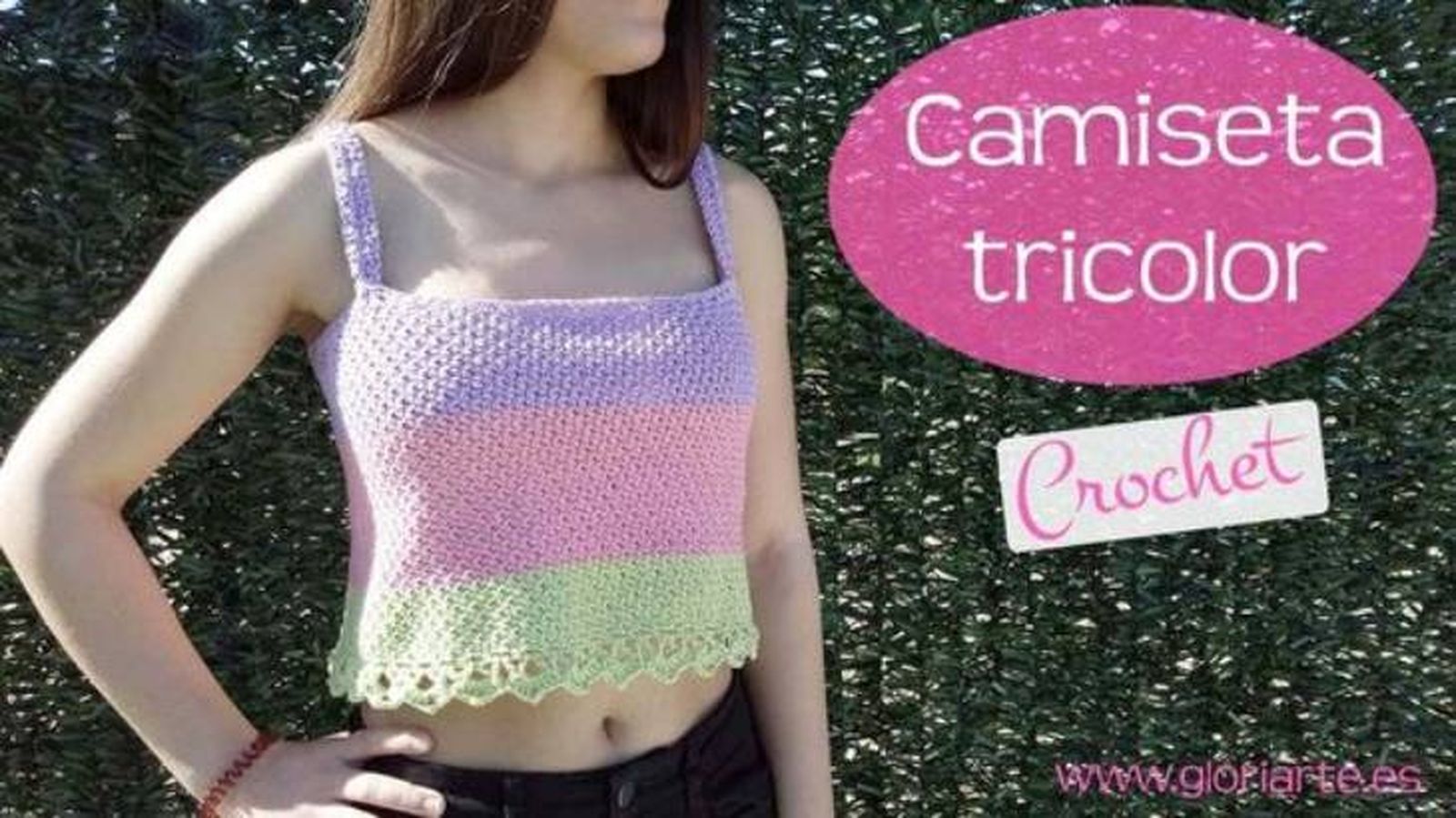 top tricolor crochet gloriarte