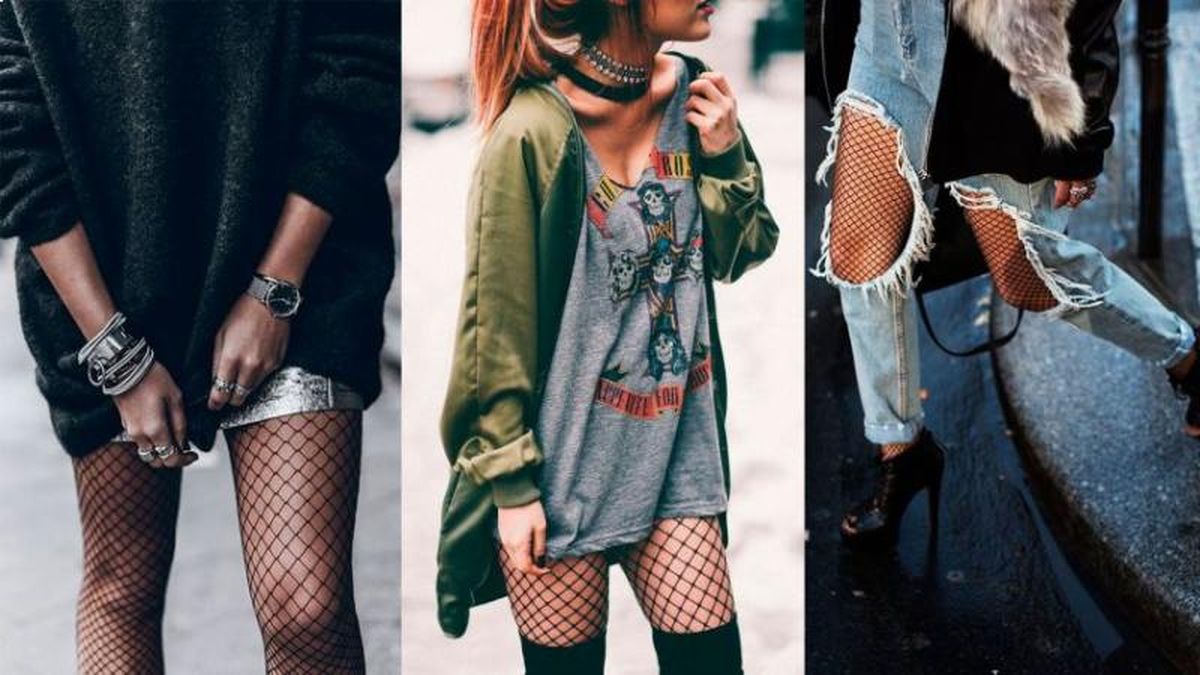Looks informales con medias de rejilla / Fotos: Pinterest